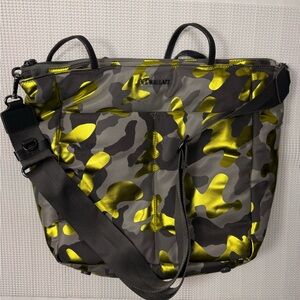 MZ Wallace Metro Deluxe Tote Metallic Camo Nylon Shoulder Bag Crossbody w Pouch